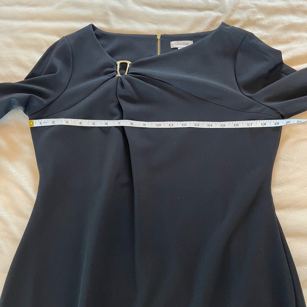 🎉Host Pick🎉Calvin Klein Black Cocktail Dress w/ 10” Slit Bell Sleeves Size 14 - Picture 7 of 16